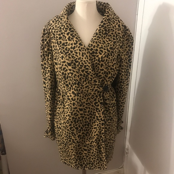 Leopard Animal Print Shawl Collar Jacket Size 16 - Picture 1 of 5